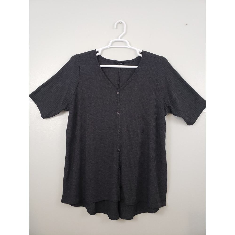 (F5) Torrid Thermal Waffle Knit Tunic Sweater Womens Size 3 Short Sleeve Sheer